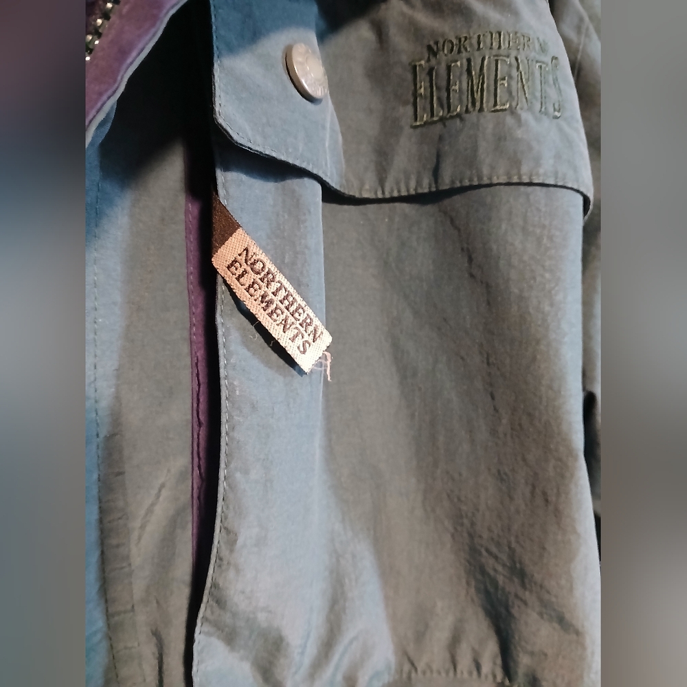 ​Vintage Northern Elements Cabin Essentials Fleece Lined Parka Jacket Navy/Green - Picture 10 of 14